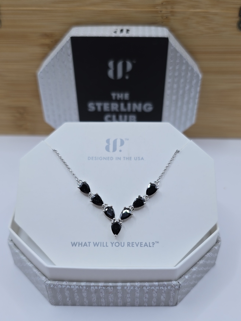 NWT Bomb Party Necklace The Sterling Club Black Onyx Cz 925 Solid Silver RBP7276